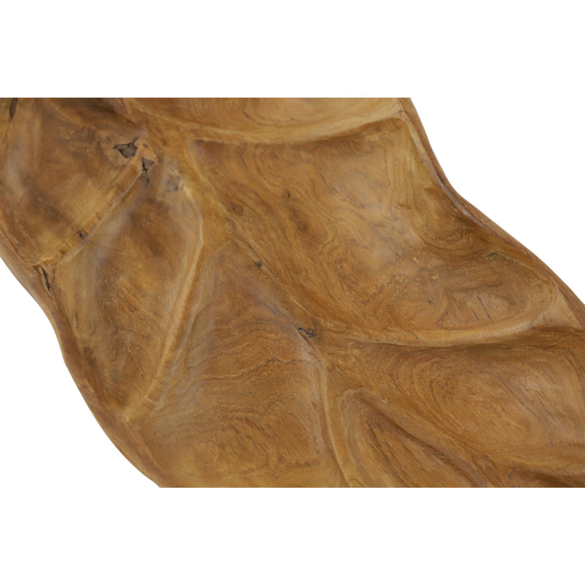 Brown Teak Wood Coastal Style Tray Set